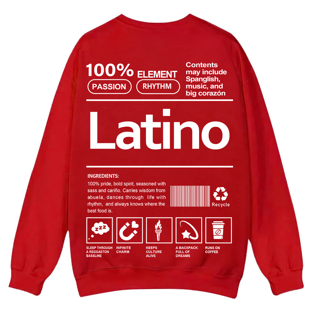 Latino Unisex Fit  Casual Crewneck Sweatshirt wearishow