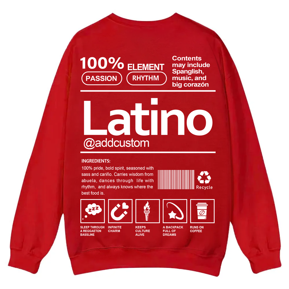 Latino Addcustom Unisex Fit  Casual Crewneck Sweatshirt wearishow