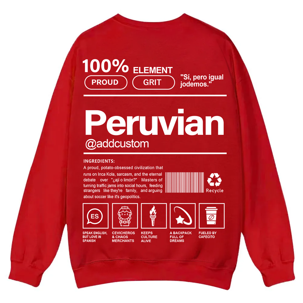 Peruvian Addcustom Unisex Fit  Casual Crewneck Sweatshirt wearishow