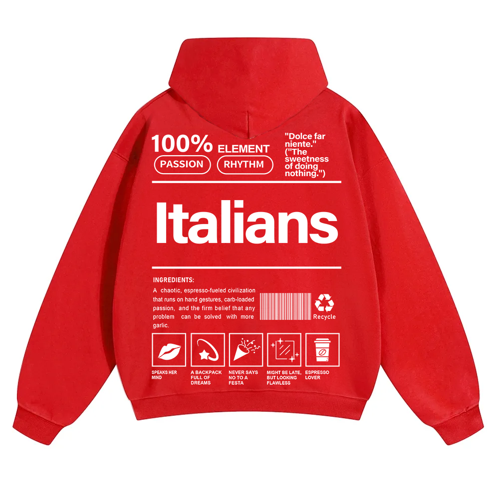 Italians Unisex Fit Color Hoodie wearishow