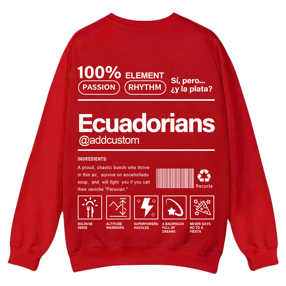 Ecuadorians Addcustom Unisex Fit  Casual Crewneck Sweatshirt wearishow