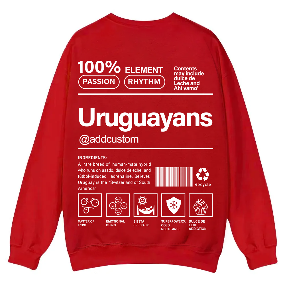 Uruguayans Addcustom Unisex Fit  Casual Crewneck Sweatshirt wearishow