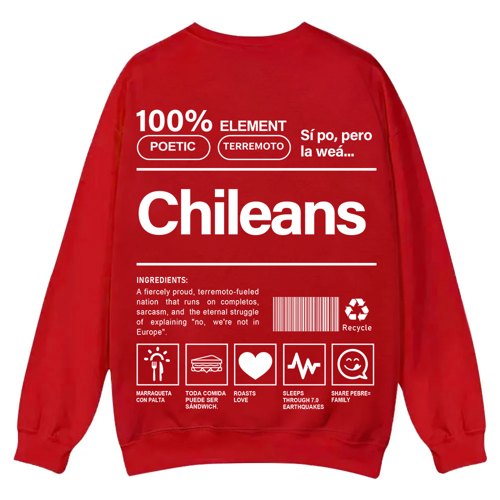 Chileans Unisex Fit  Casual Crewneck Sweatshirt wearishow