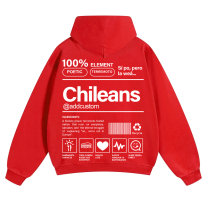 Chileans Addcustom Unisex Fit Color Hoodie wearishow
