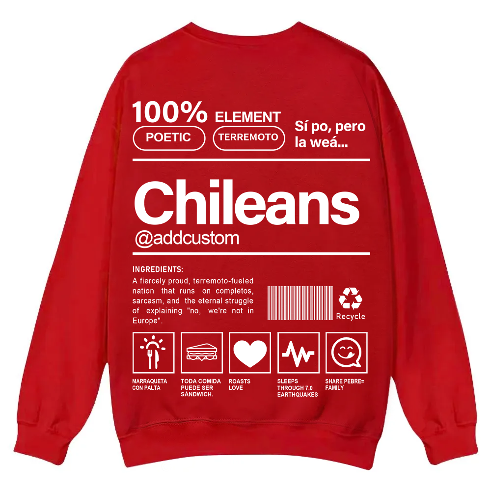 Chileans Addcustom Unisex Fit  Casual Crewneck Sweatshirt wearishow