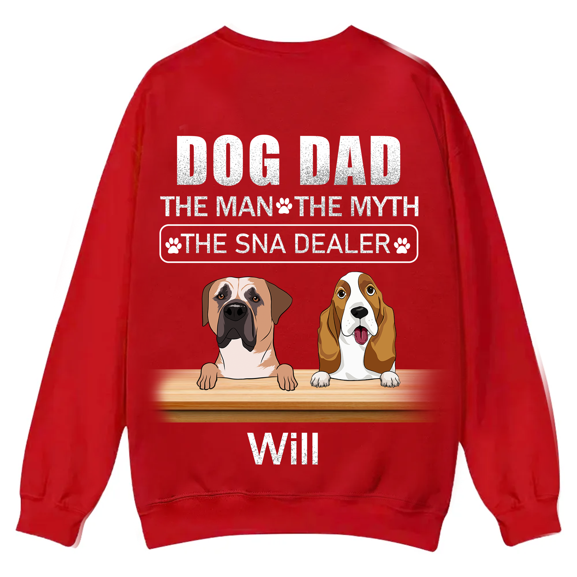 Dog Dad The Man The Myth The Snack Dealer - Personalized Custom Unisex Casual Crewneck Sweatshirt