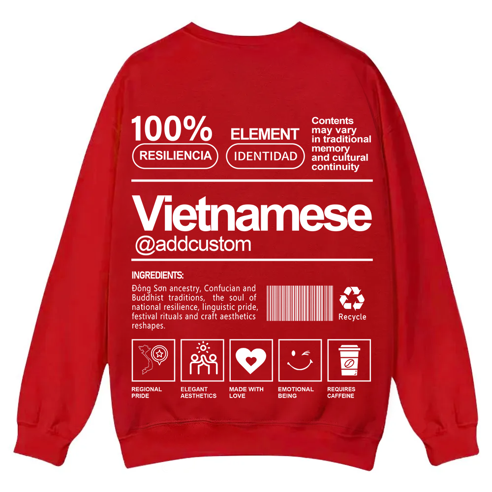 Vietnamese Addcustom Unisex Fit  Casual Crewneck Sweatshirt wearishow