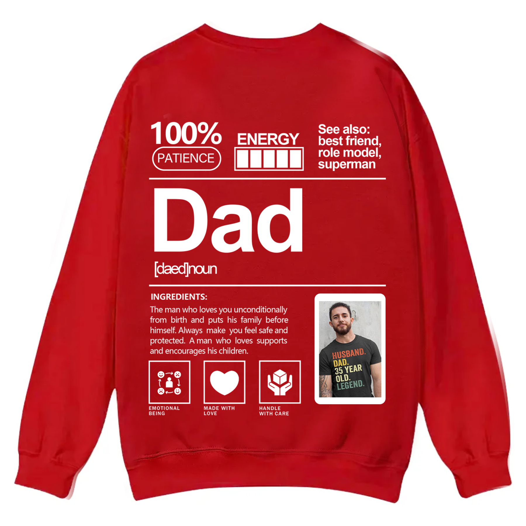 Addcustom  Photo Dad Casual Crewneck Sweatshirt