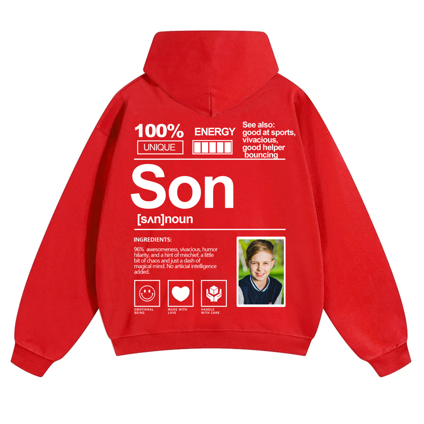 Addcustom Photo Son Solid Color Hoodie