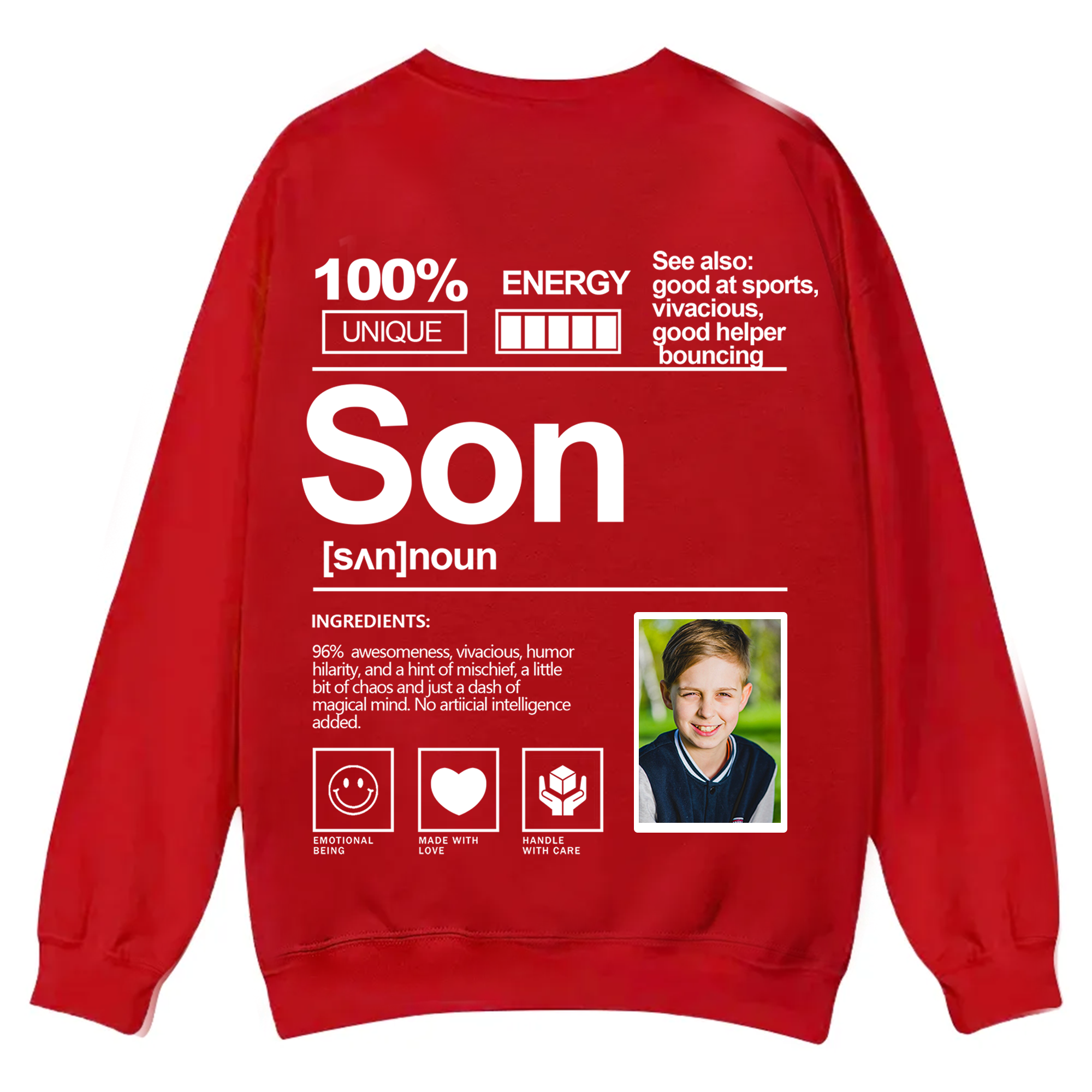 Addcustom  Photo family Casual Crewneck Sweatshirt