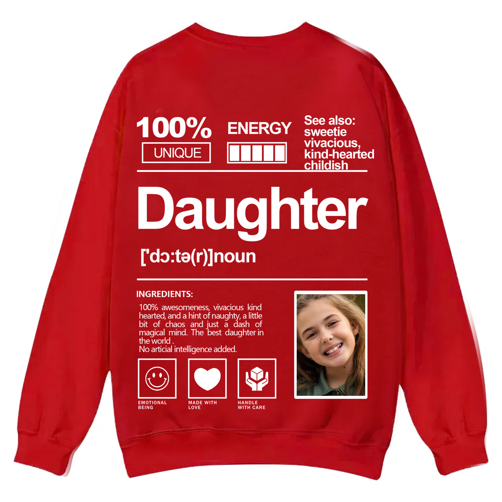 Addcustom  Photo Daughter Casual Crewneck Sweatshirt