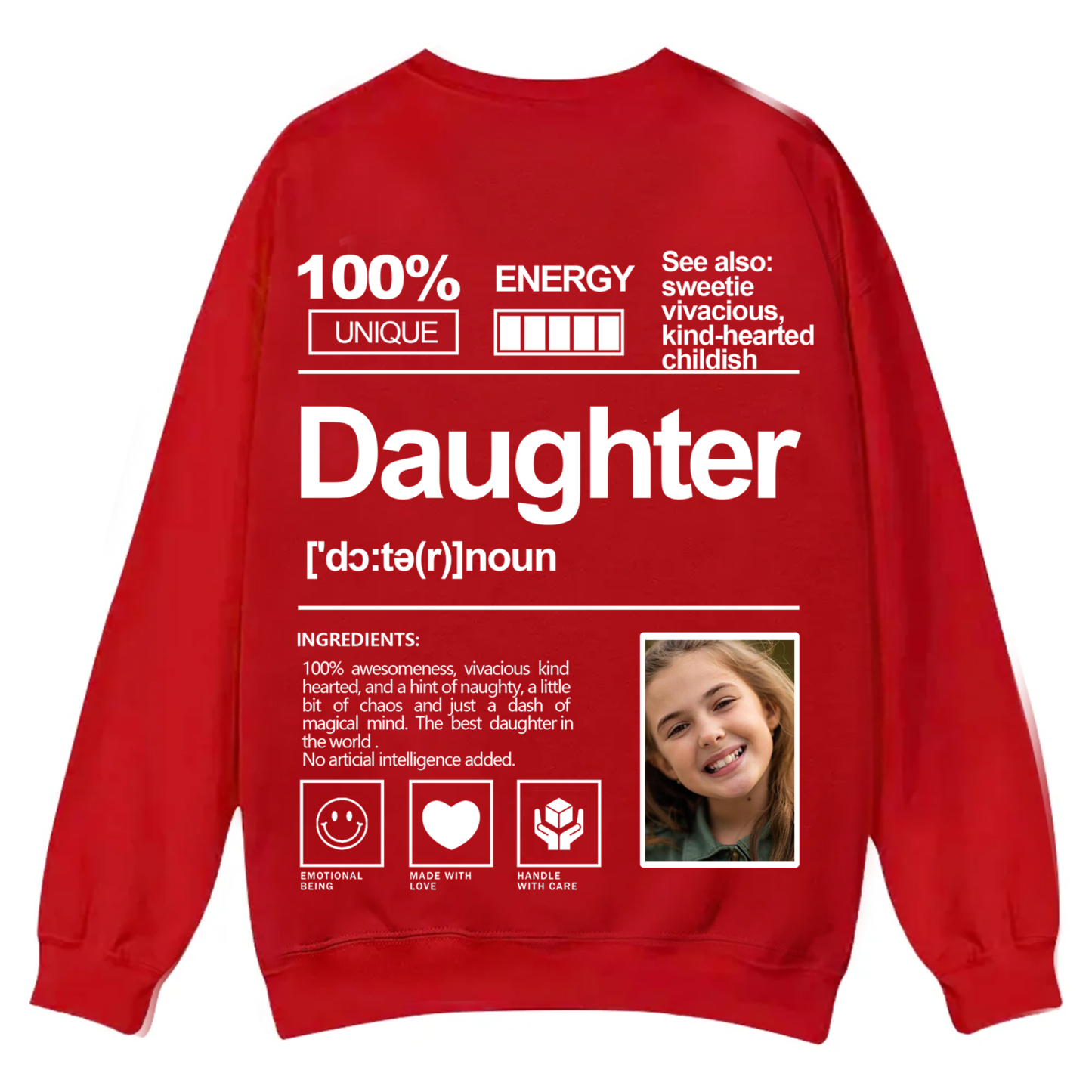 Addcustom  Photo Daughter Casual Crewneck Sweatshirt