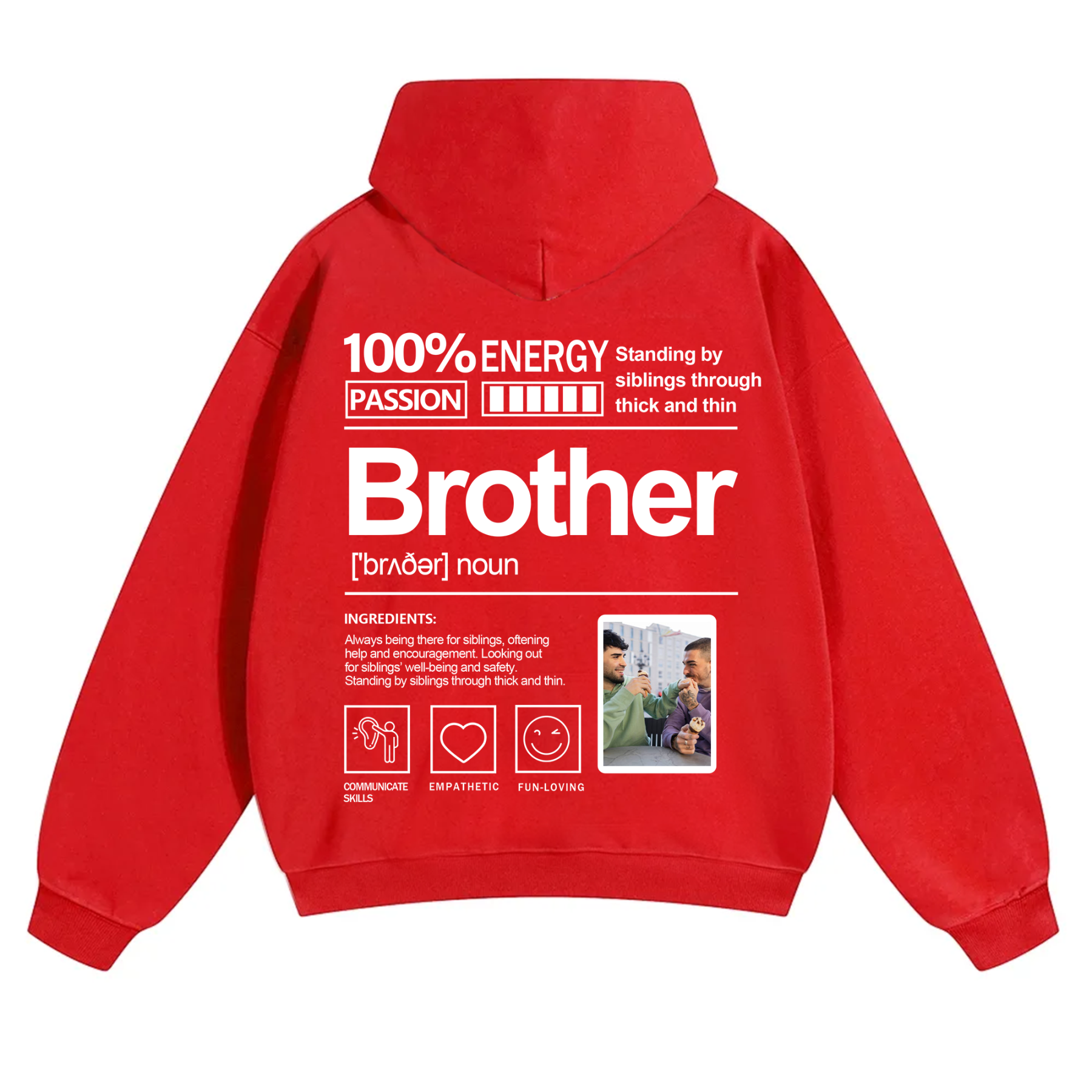 Addcustom Photo Brother Solid Color Hoodie