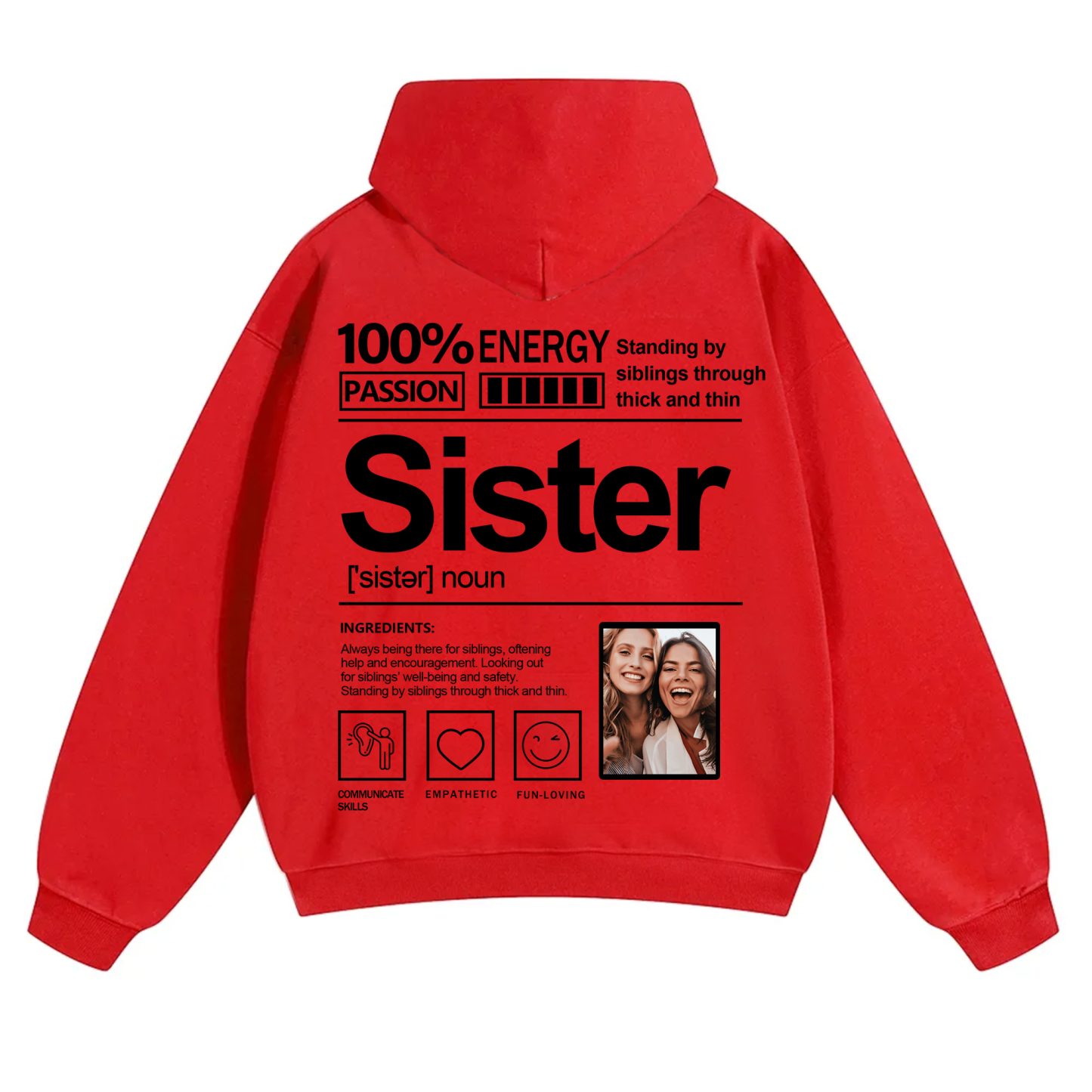 Addcustom Photo Sister Solid Color Hoodie