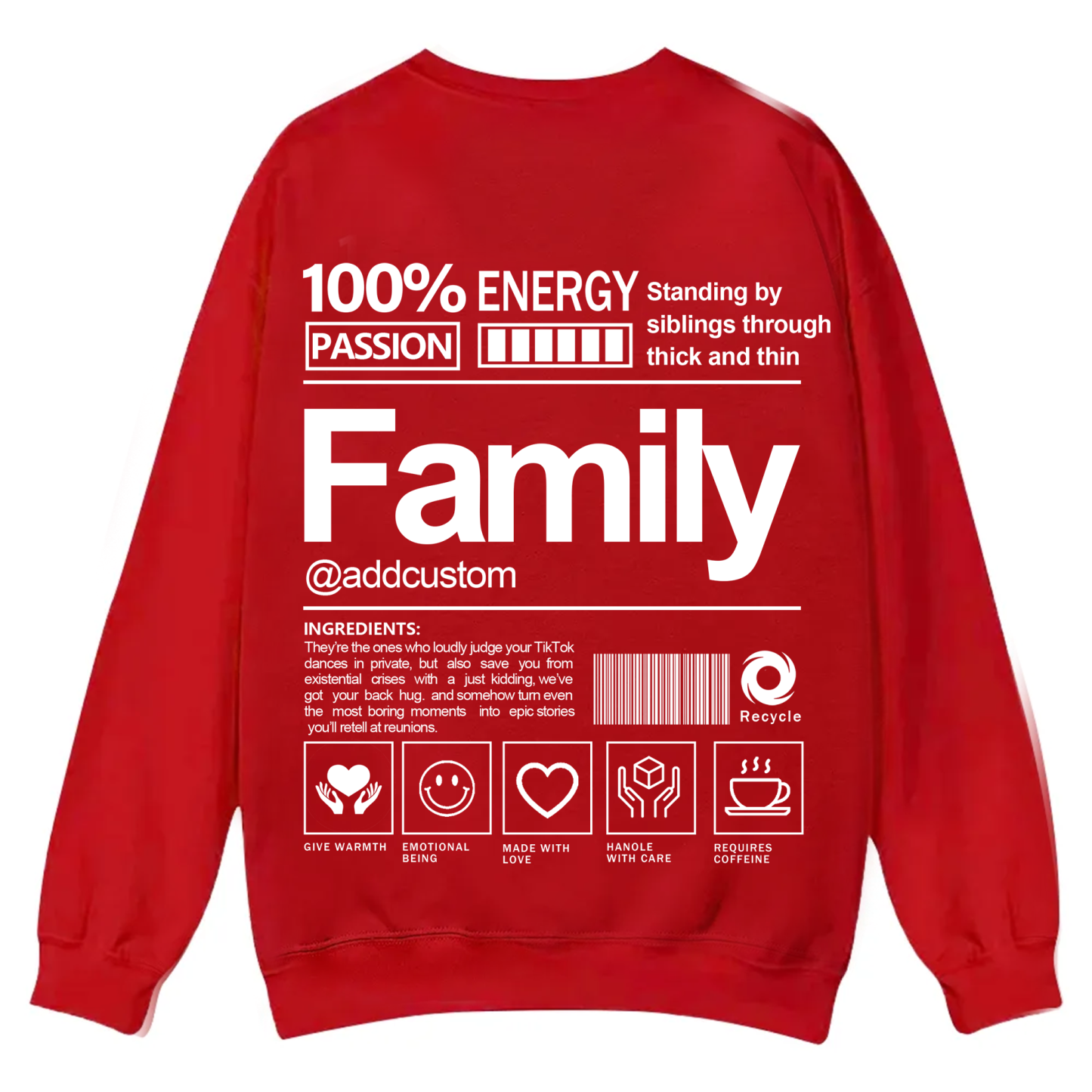 Family Addcustom Casual Crewneck Sweatshirt