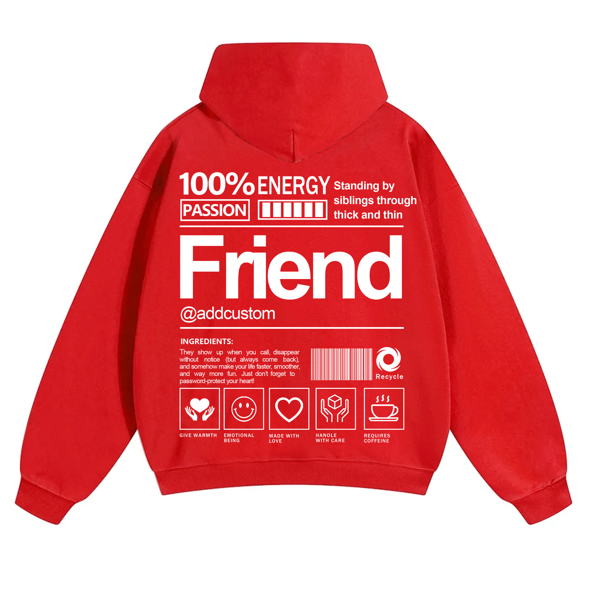 Friend Addcustom Solid Color Hoodie