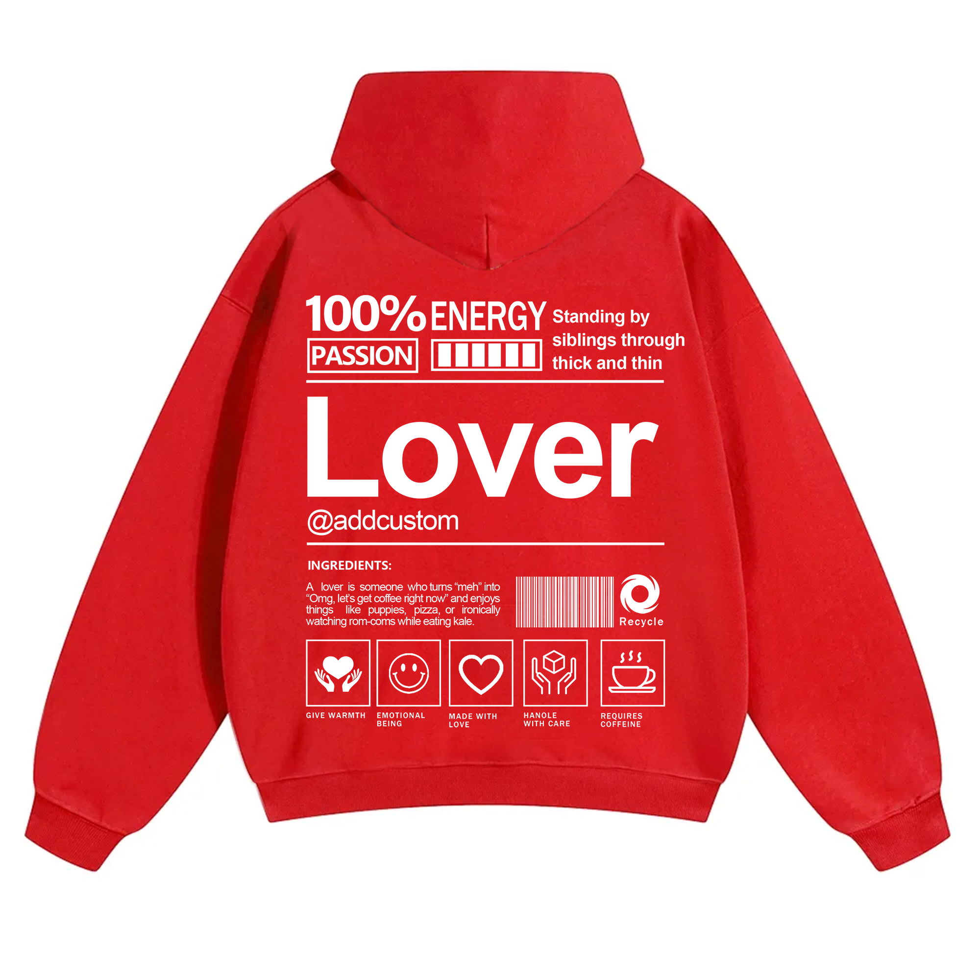Lover Addcustom Solid Color Hoodie