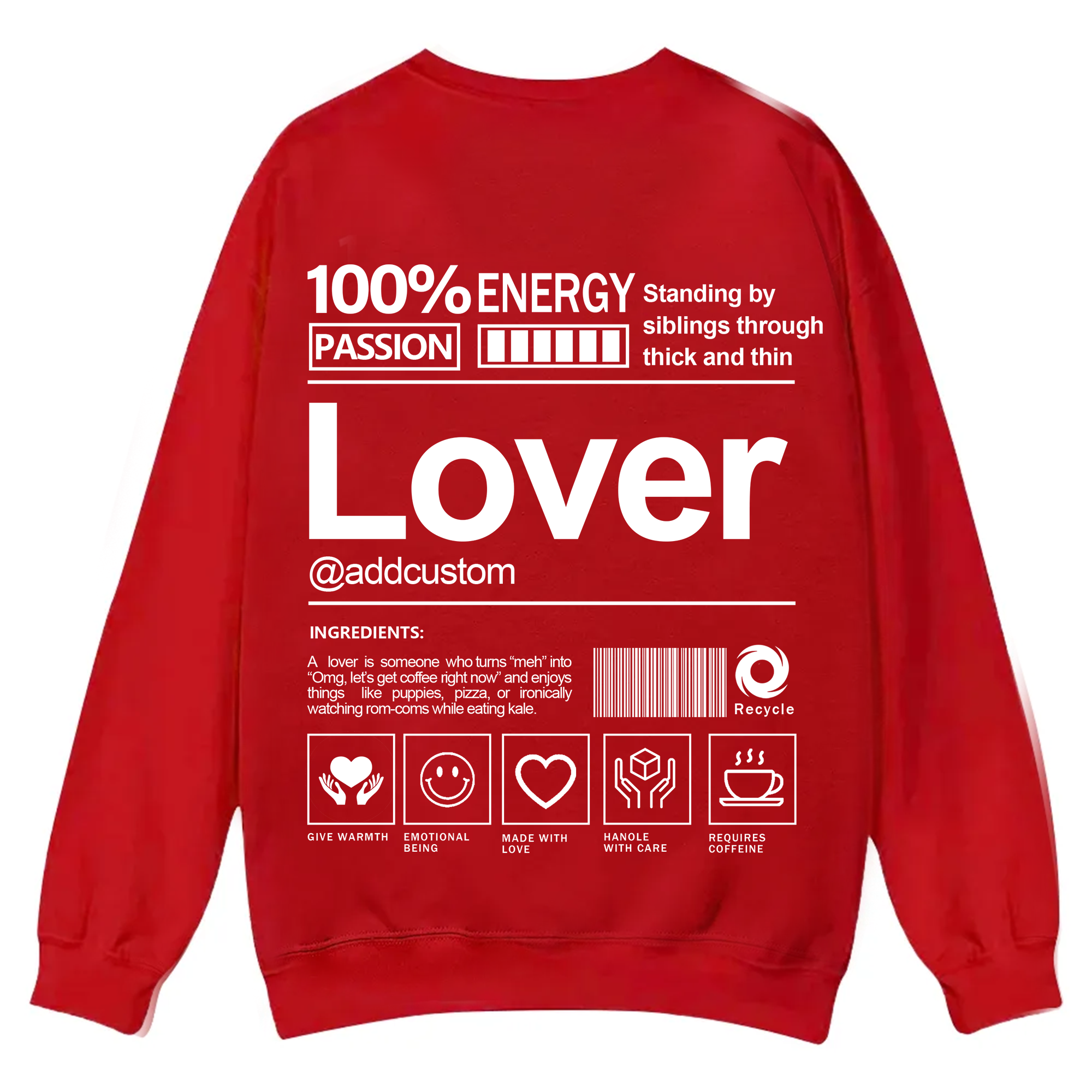 Lover Addcustom Casual Crewneck Sweatshirt