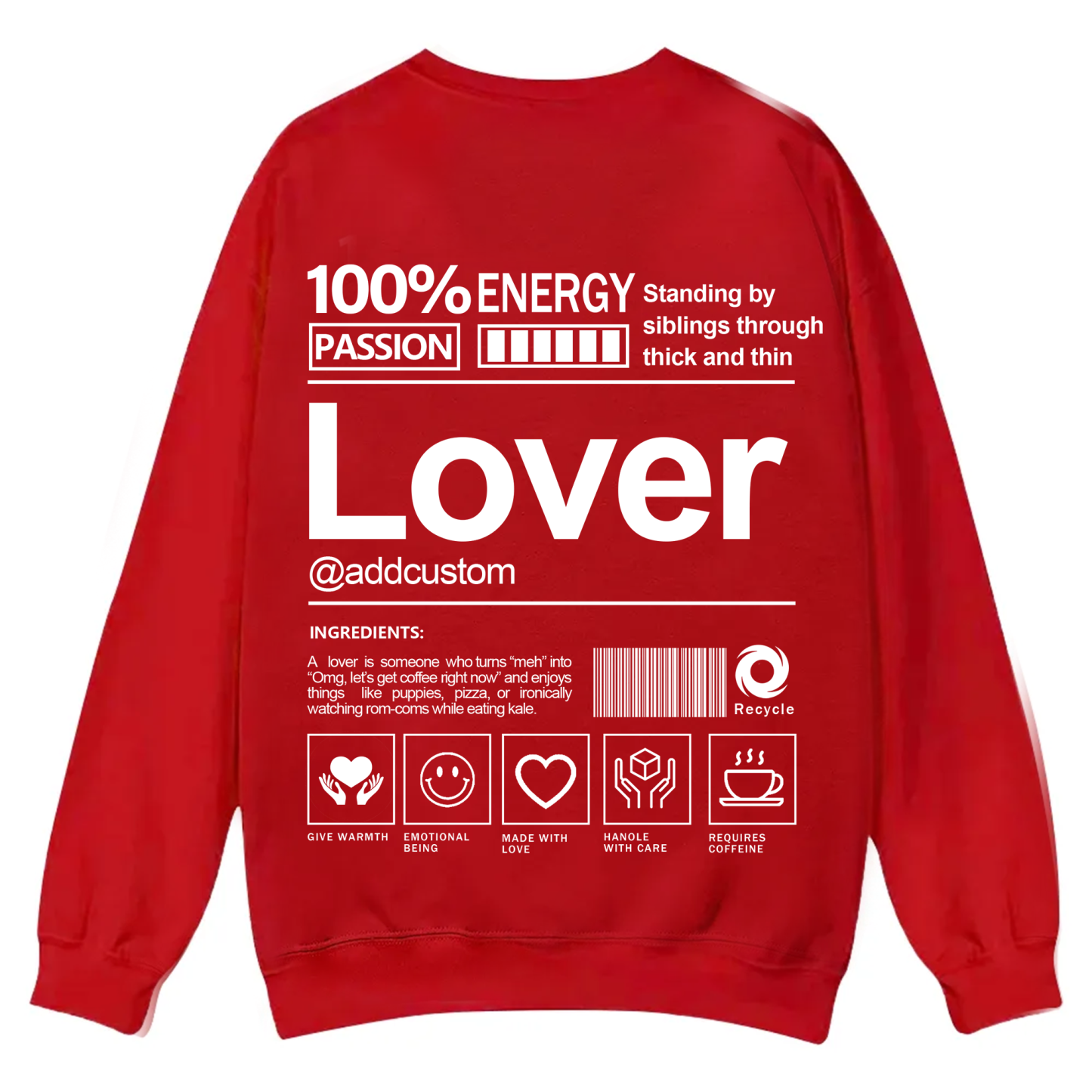 Lover Addcustom Casual Crewneck Sweatshirt