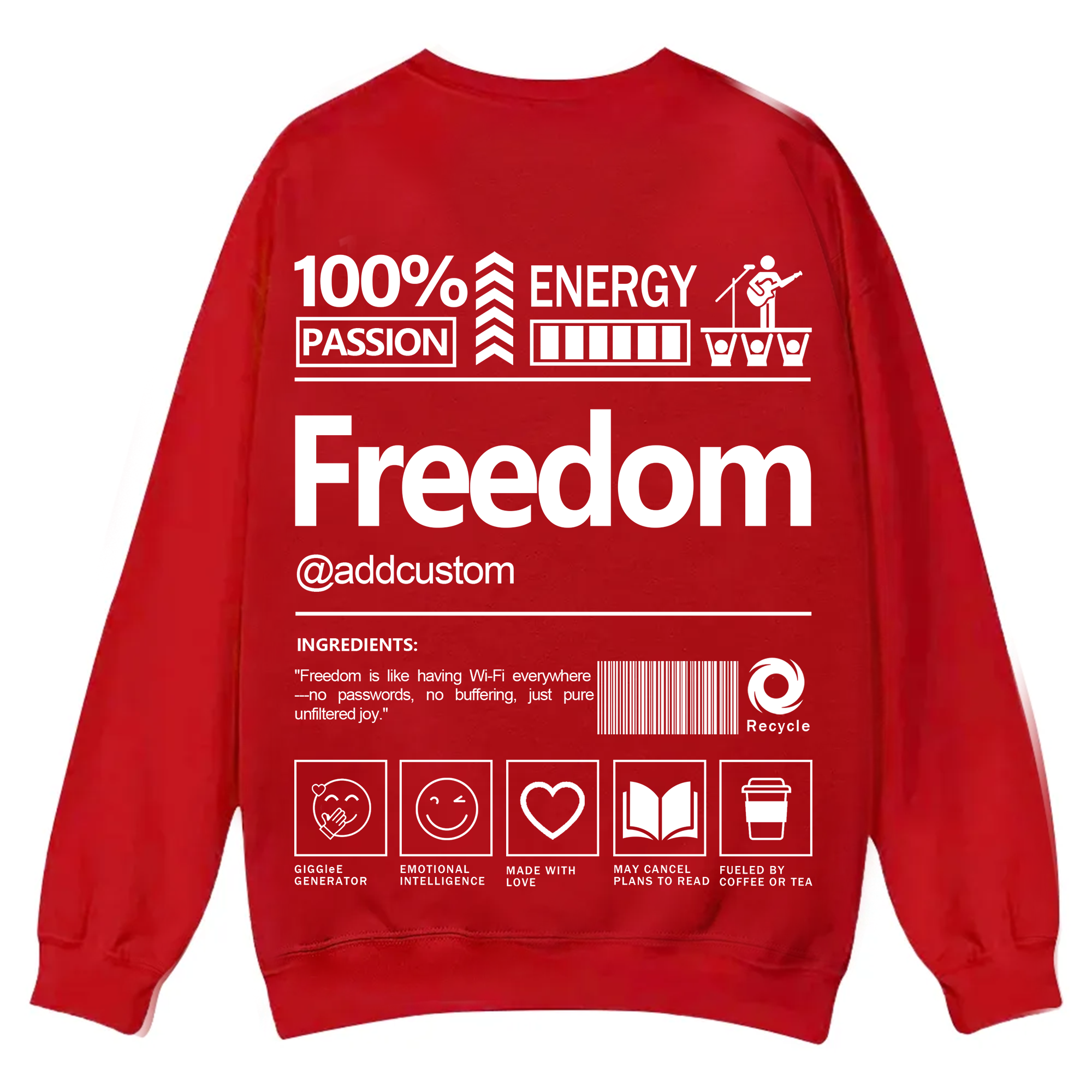 Freedom Addcustom Casual Crewneck Sweatshirt