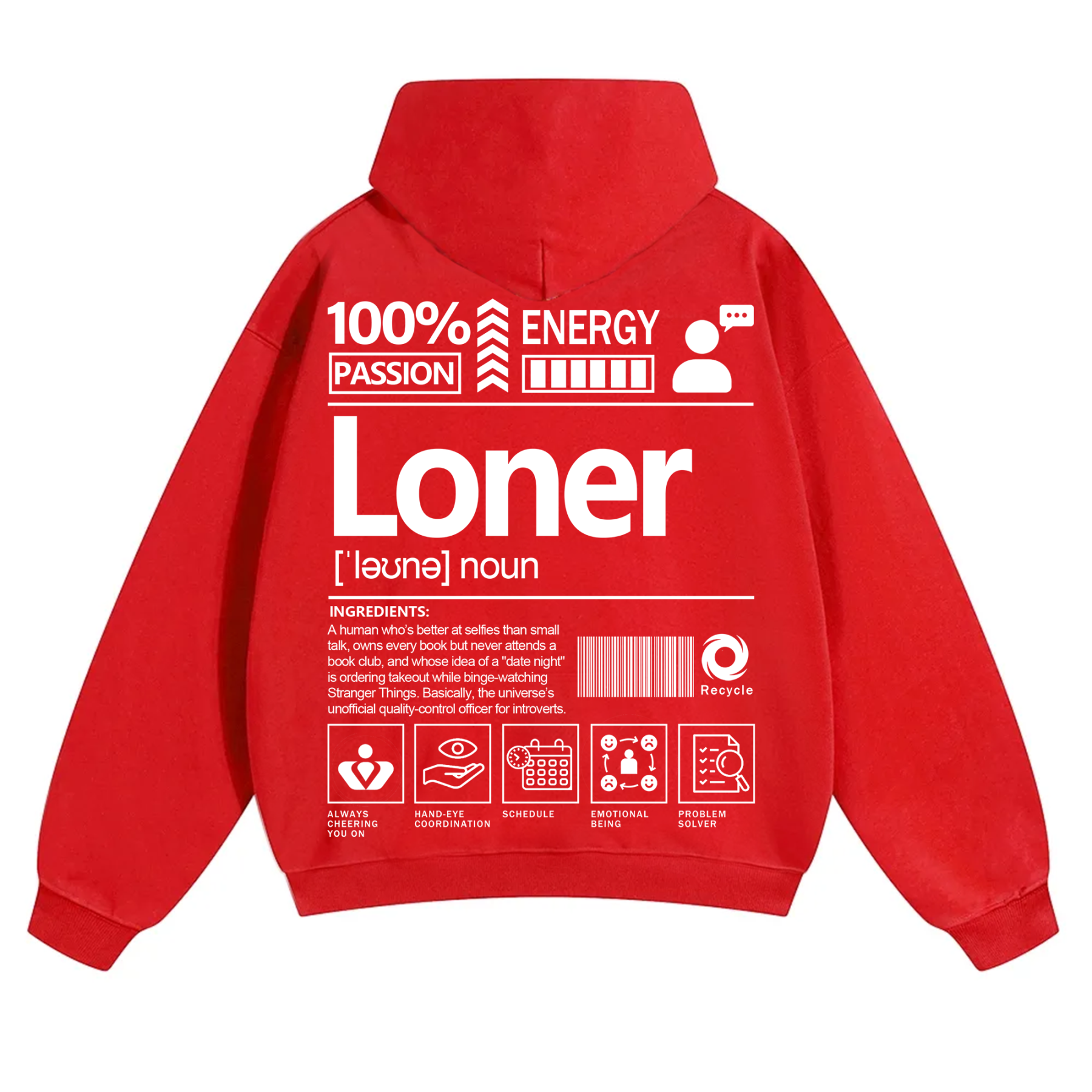 Loner Unisex Fit Solid Color Hoodie