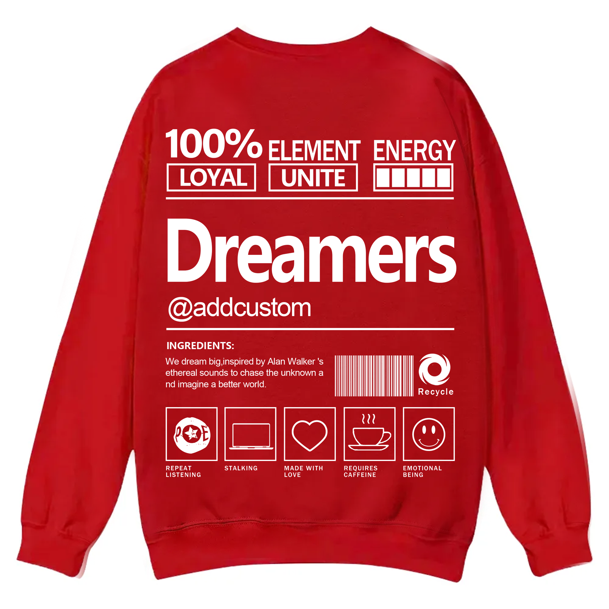 Dreamers Addcustom Unisex Fit Casual Crewneck Sweatshirt