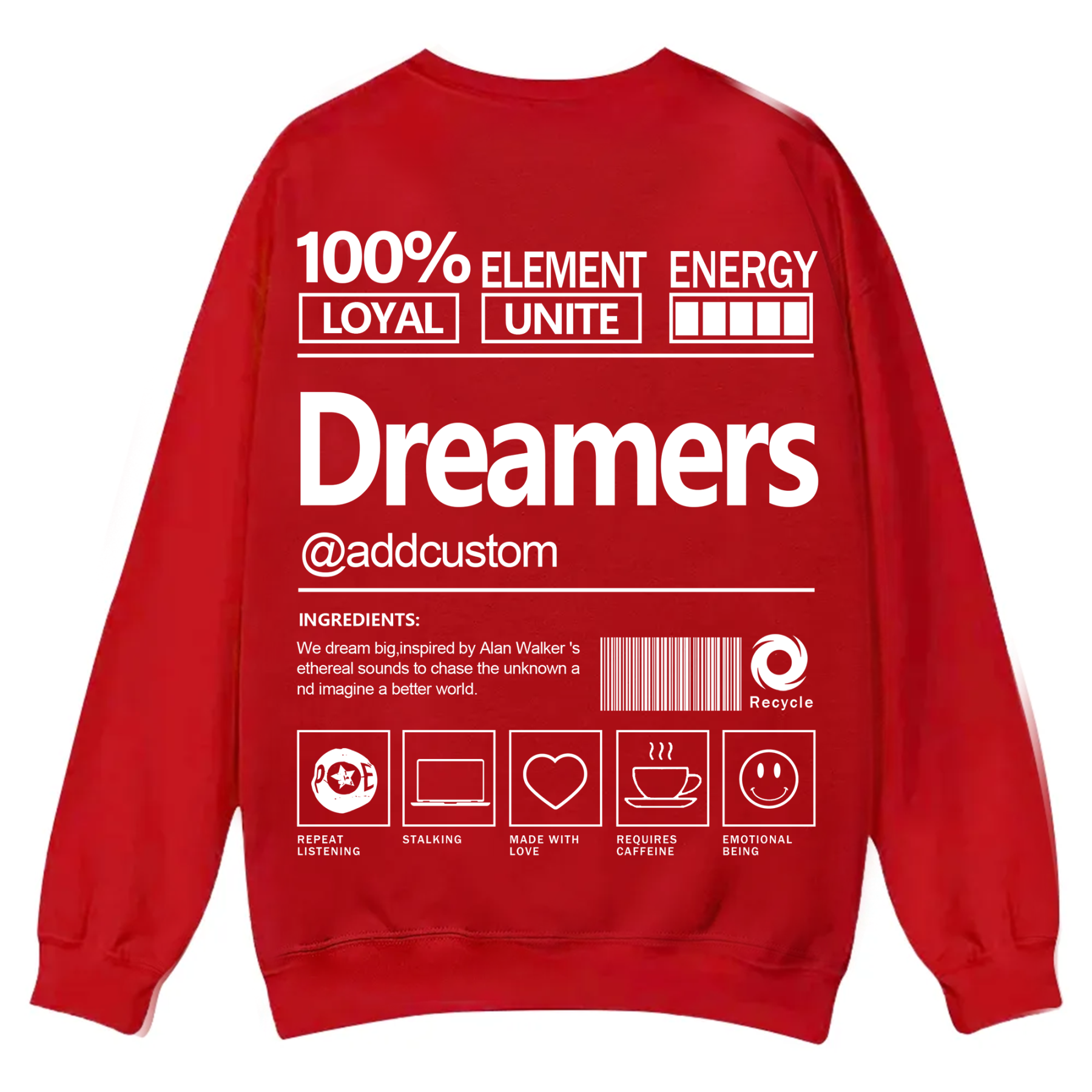 Dreamers Addcustom Unisex Fit Casual Crewneck Sweatshirt