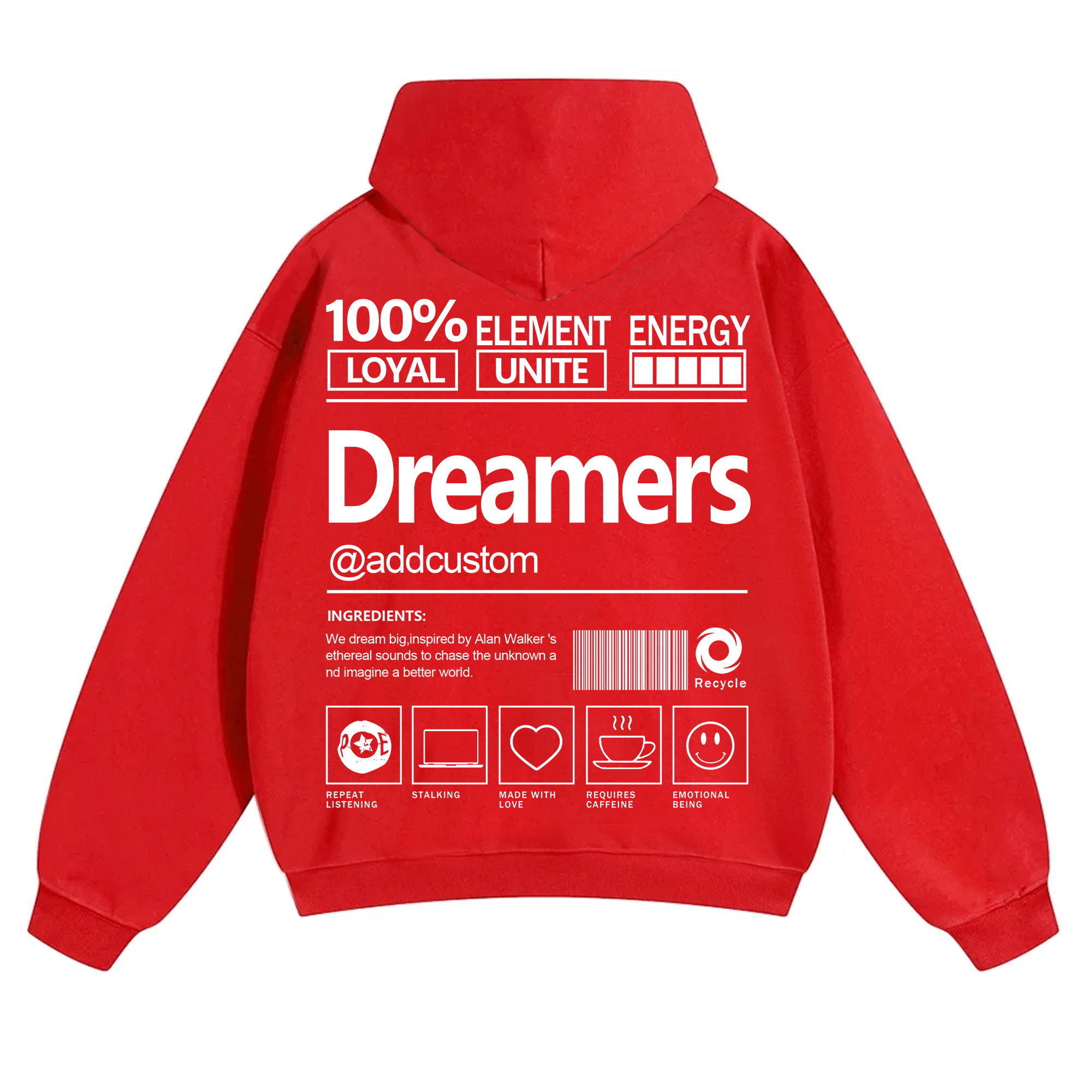 Dreamers Addcustom Unisex Fit Solid Color Hoodie