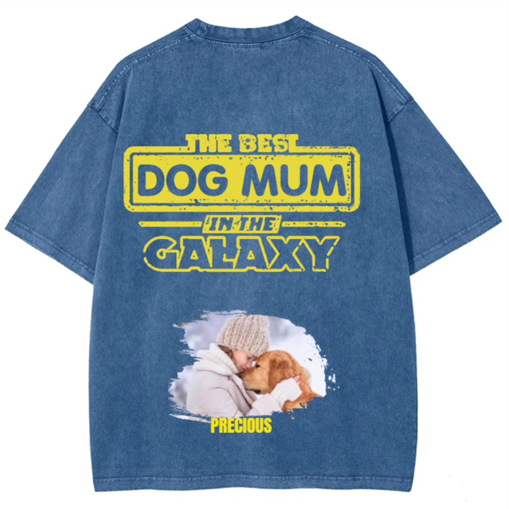 The Best Dog Dad In The Galaxy - Personalized Custom Unisex Washed T-Shirt
