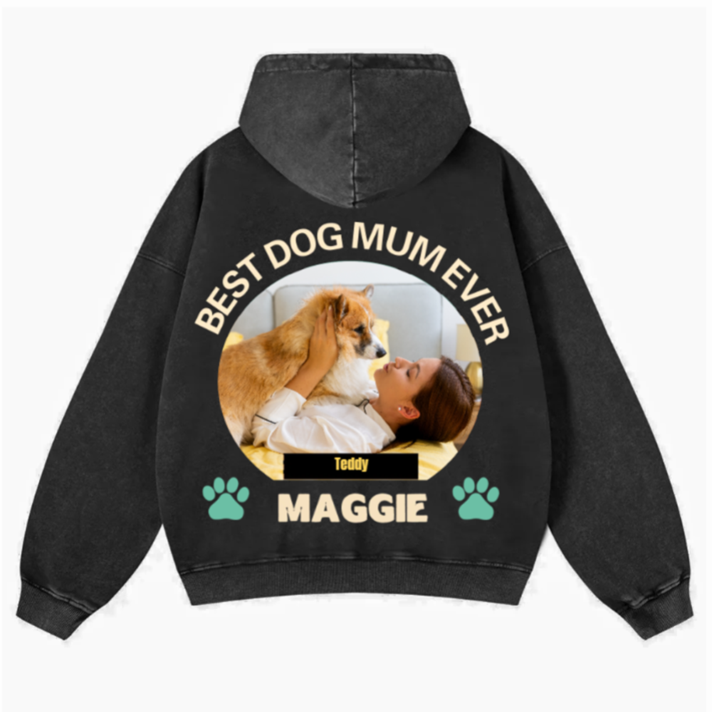 Best Dog Mom and Dad Ever - Personalized Custom Unisex Washed Hoodie