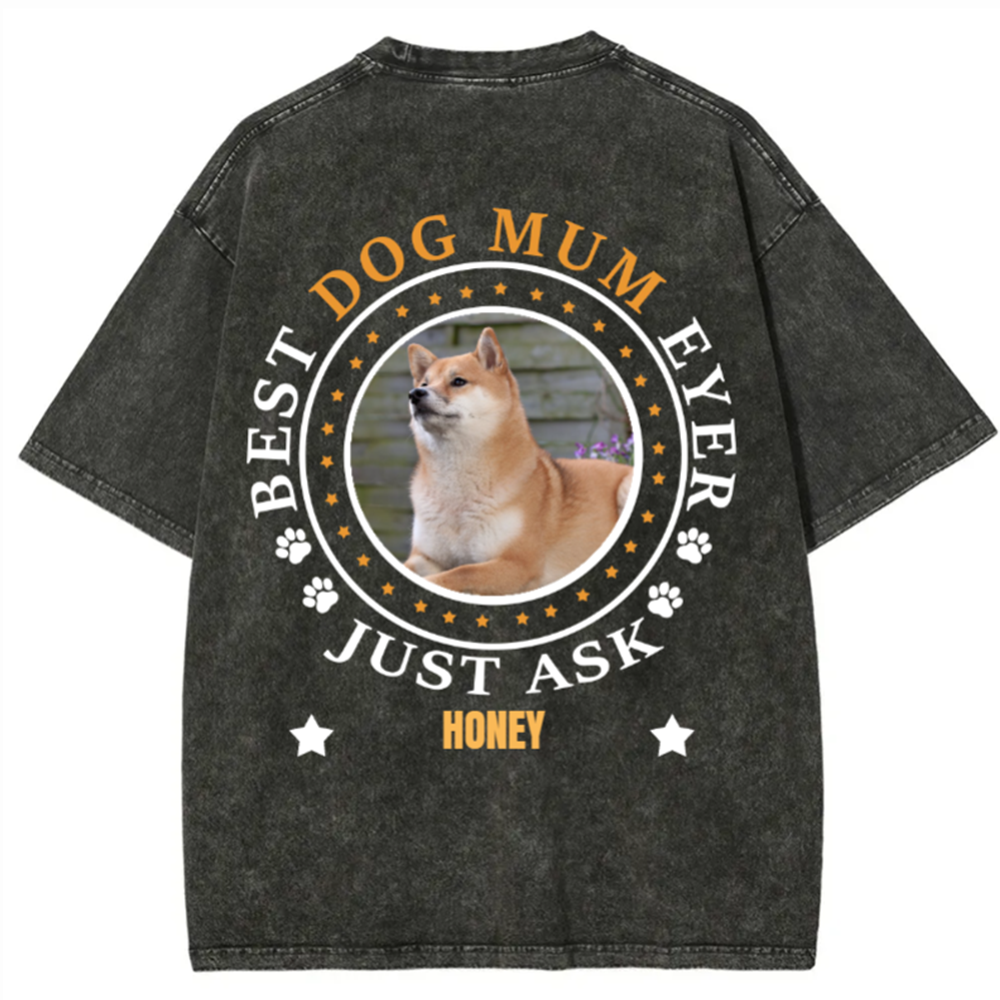 Best Dog Dad/Dog Mum Circle - Personalized Custom Unisex Washed T-Shirt