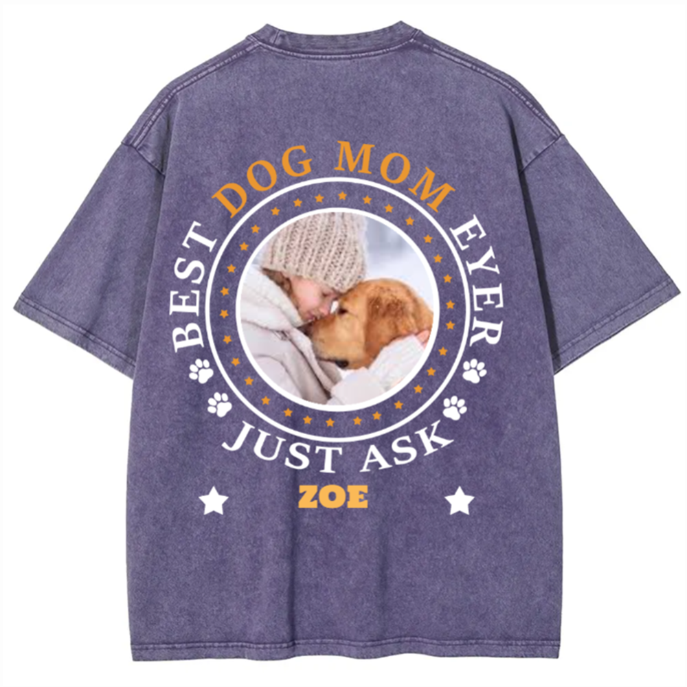 Best Dog Dad/Dog Mum Circle - Personalized Custom Unisex Washed T-Shirt