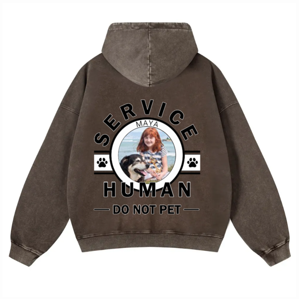 Service Human, Do Not Pet - Personalized Custom Unisex Washed Hoodie