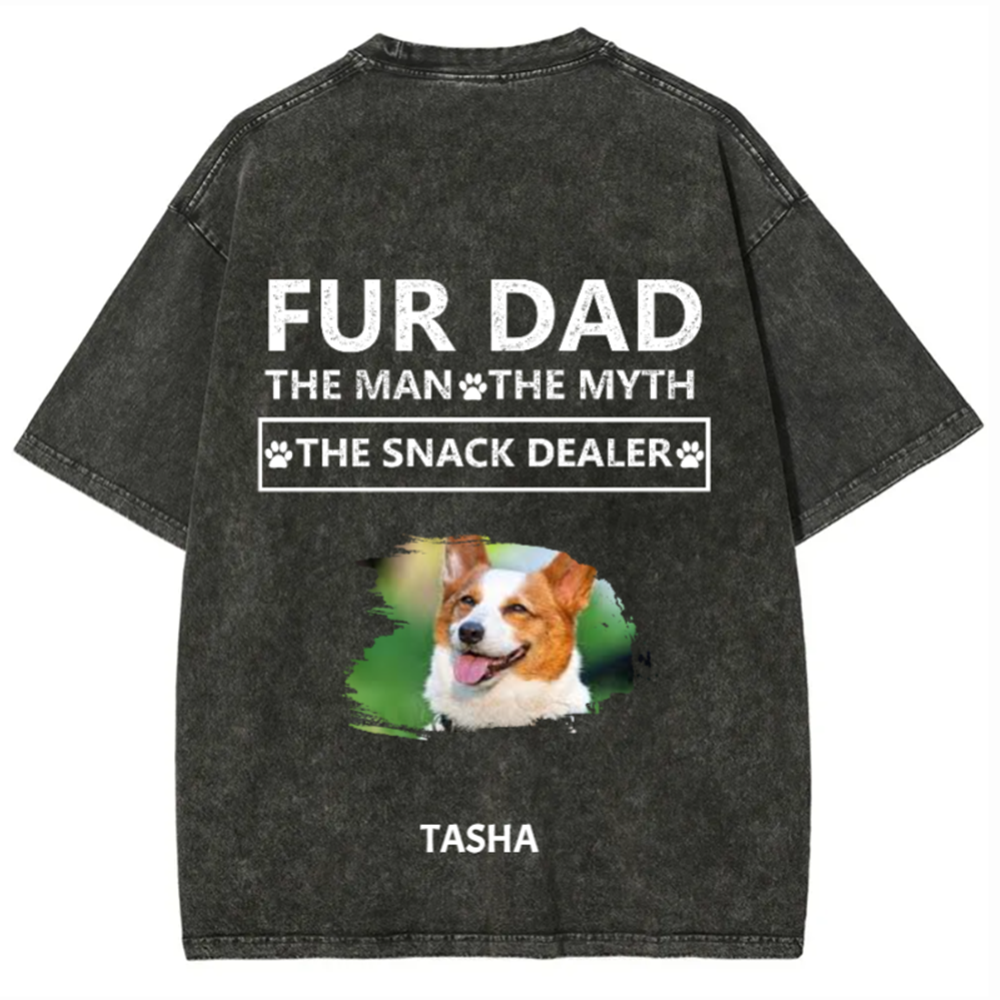 Fur Dad The Man The Myth The Snack Dealer - Personalized Custom Unisex  Washed T-shirt