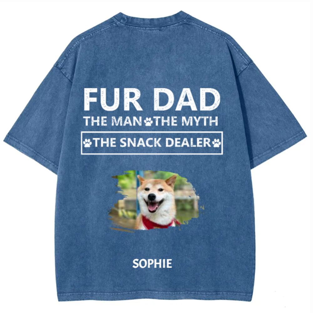 Fur Dad The Man The Myth The Snack Dealer - Personalized Custom Unisex  Washed T-shirt