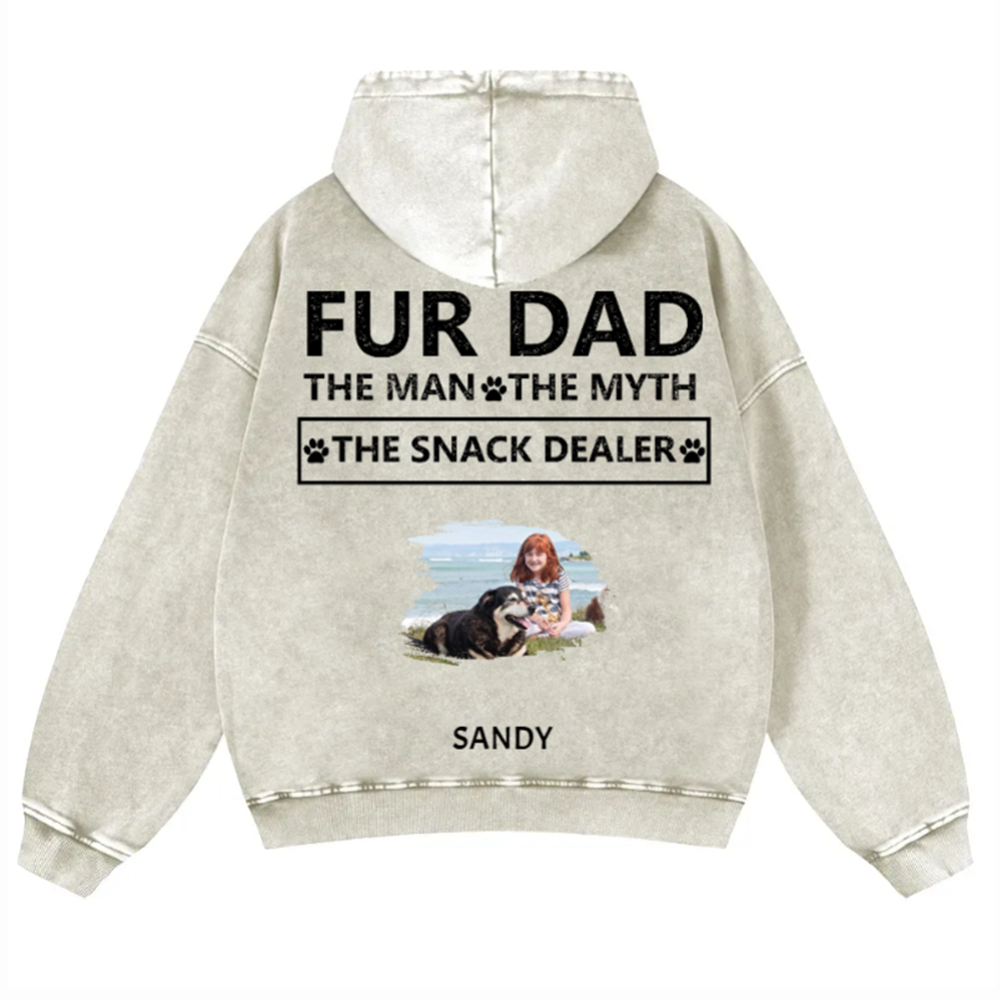 Fur Dad The Man The Myth The Snack Dealer - Personalized Custom Unisex Washed Hoodie