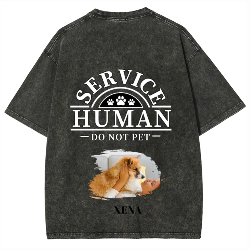 Service Human, Do Not Pet 2 - Personalized Custom Unisex Fit Washed T-Shirt wearishow