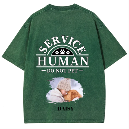 Service Human, Do Not Pet 2 - Personalized Custom Unisex Fit Washed T-Shirt wearishow