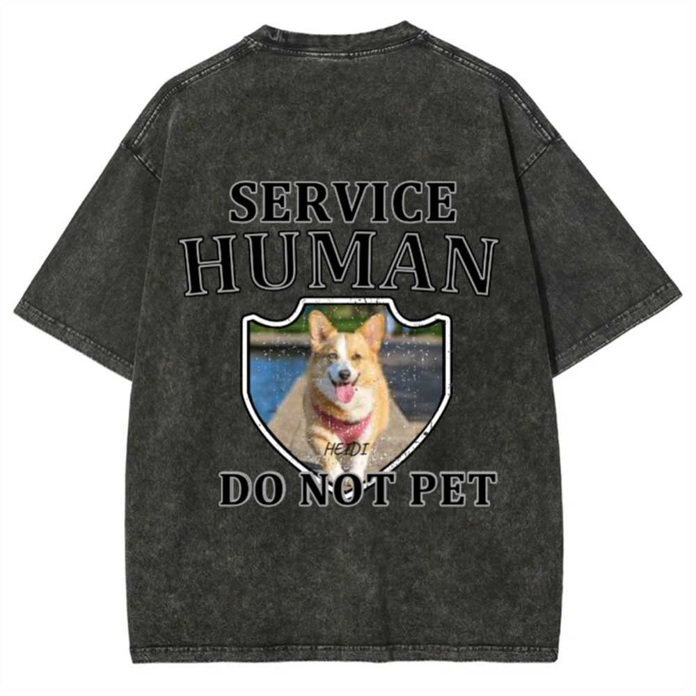 Service Human, Do Not Pet 10 - Personalized Custom Unisex Fit Washed T-Shirt wearishow