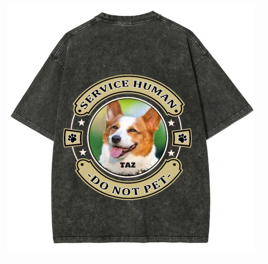 Service Human, Do Not Pet 14- Personalized Custom Unisex Fit Washed T-Shirt wearishow