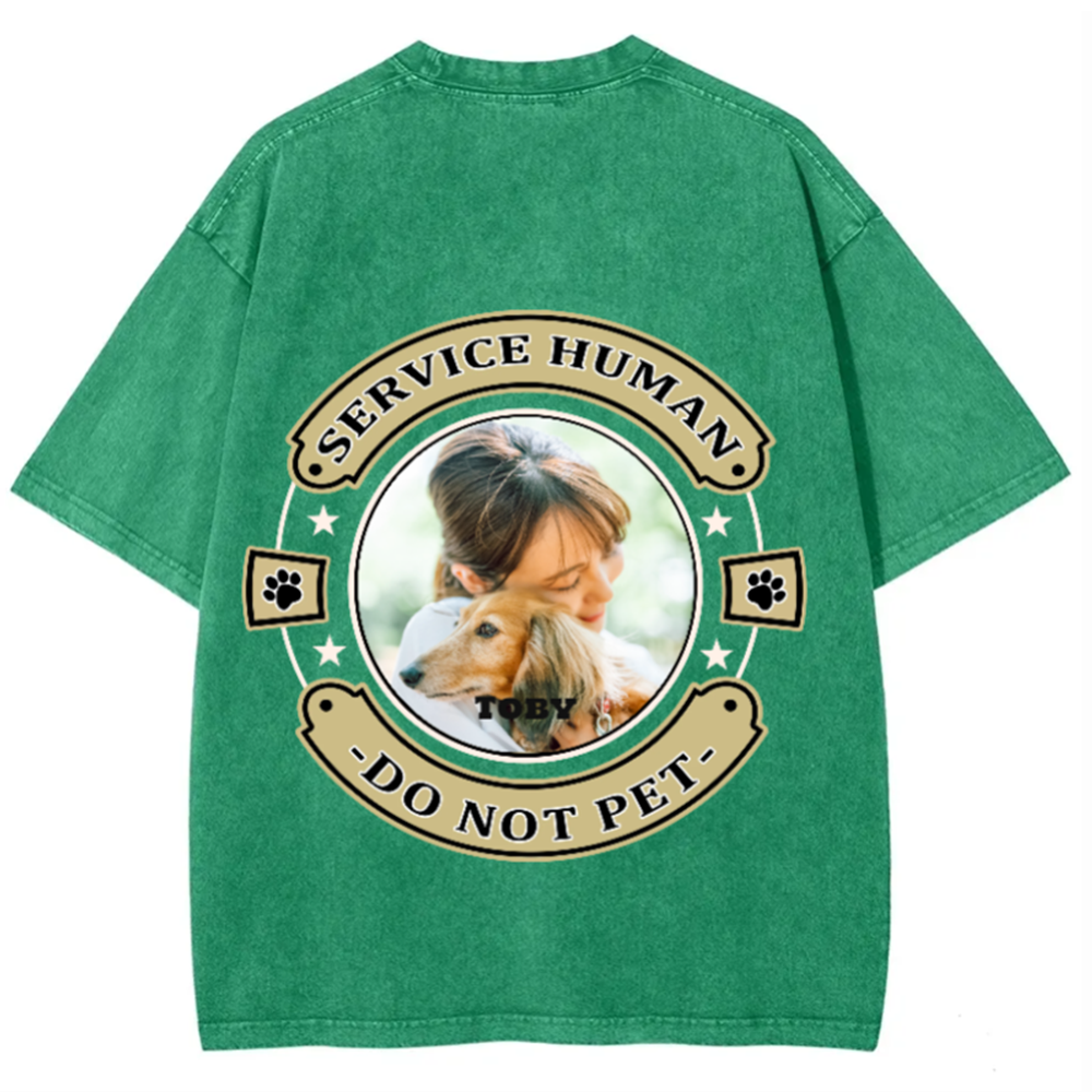 Service Human, Do Not Pet 14- Personalized Custom Unisex Fit Washed T-Shirt wearishow