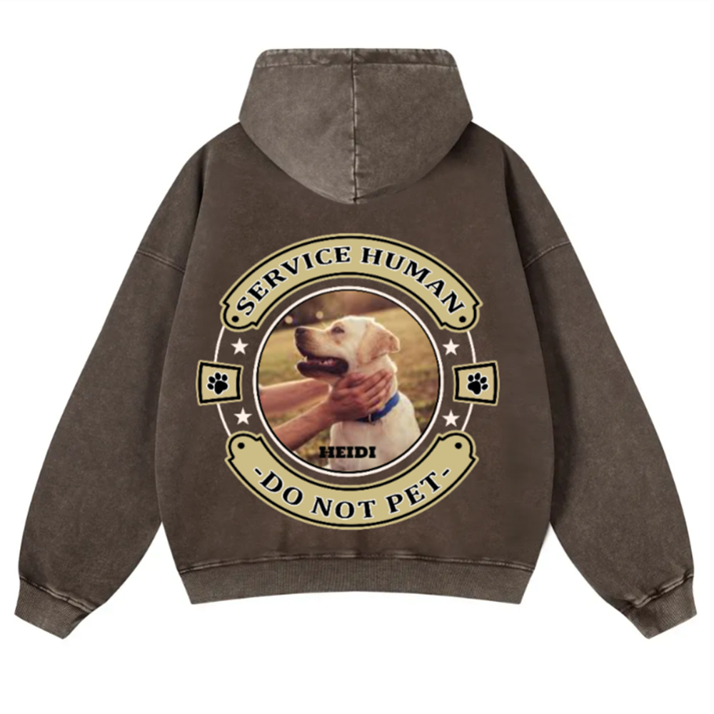 Service Human, Do Not Pet 14- Personalized Custom Unisex Washed Hoodie wearishow