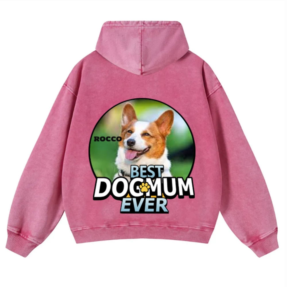 Best Dog Mom For Furry Kid - Personalized Custom Unisex Washed Hoodie wearishow