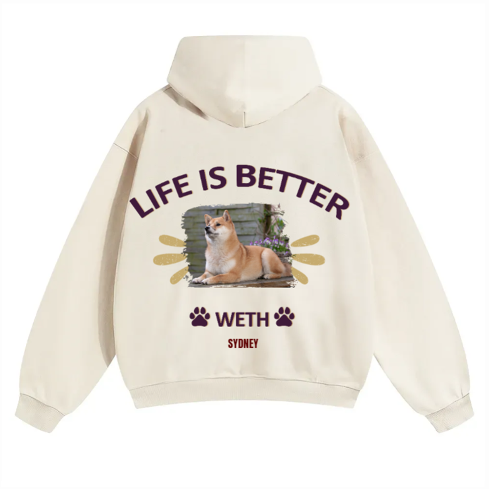 Better Life With My Dog - Personalized Custom Unisex Soild Color Hoodies wearishow