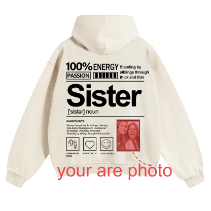 Addcustom Photo Sister Solid Color Hoodie