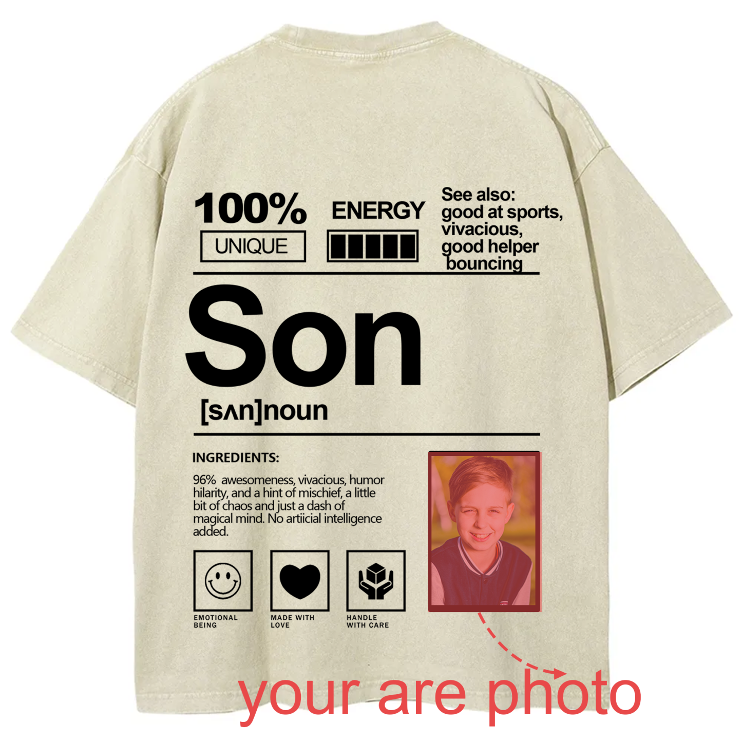 Addcustom Photo Son Washed T-Shirt