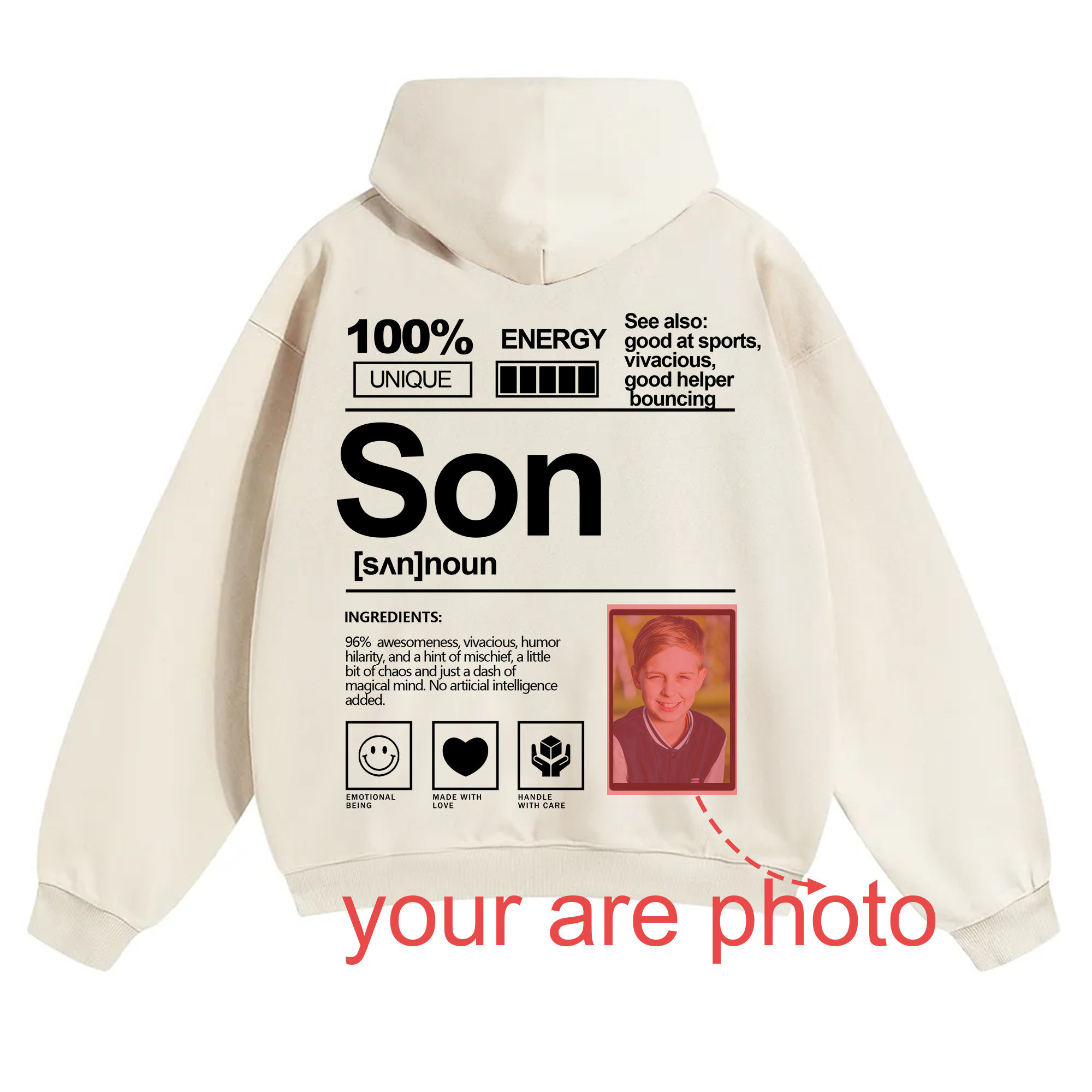 Addcustom Photo Family members Solid Color Hoodie