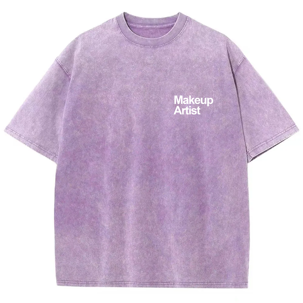 Wearishow Makeup Artist Addcustom QR Code Unisex Fit Washed T-Shirt