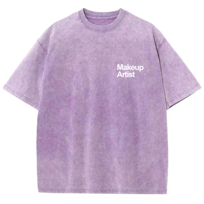 Wearishow Makeup Artist Addcustom QR Code Unisex Fit Washed T-Shirt