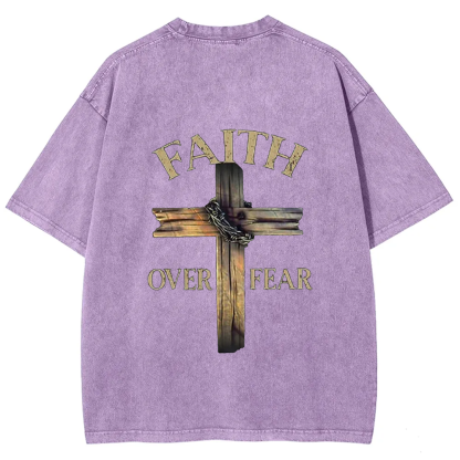 Faith Over Fear Cross Unisex Fit Washed T-Shirt